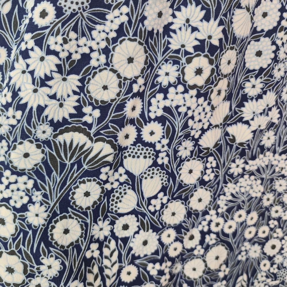 Rebecca Taylor Floral Silk Button Up Blouse Womens Size 6 Blue White Long Sleeve - Picture 8 of 8